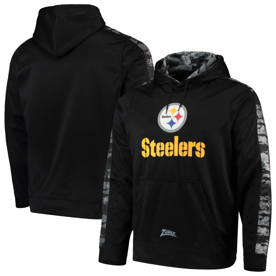 Men's Pittsburgh Steelers Zubaz Black Tonal Oxide Pullover Hoodie Men's Pittsburgh Steelers Zubaz Black Tonal Oxide Pullover Hoodie